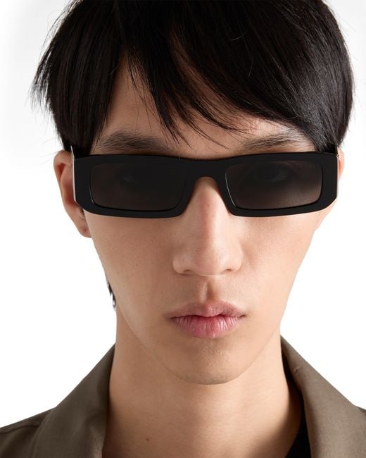 Prada Black Sunglasses With Triangle Logo for men