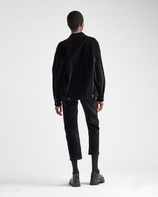 Prada Black Velvet Denim Blouson Jacket