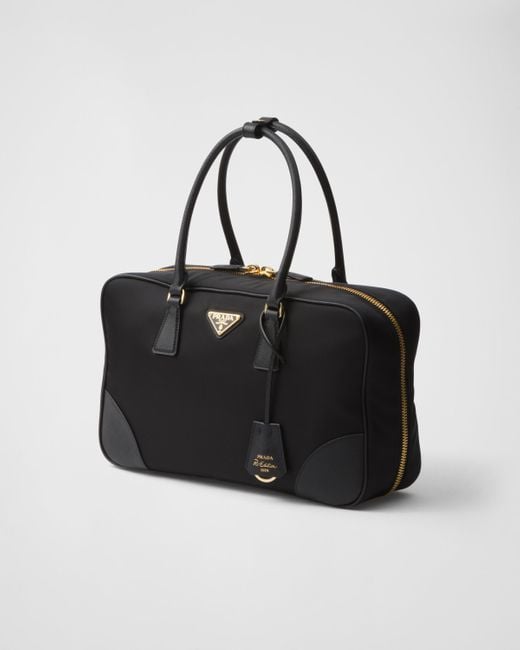 Nylon handbags shop with leather handles