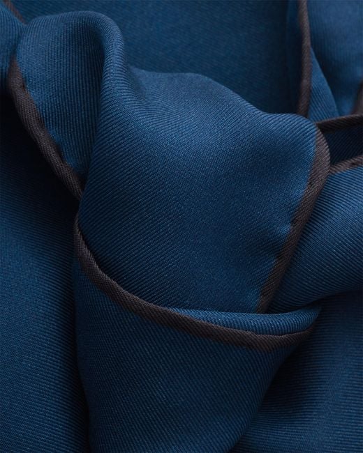 Prada Blue Printed Twill Scarf