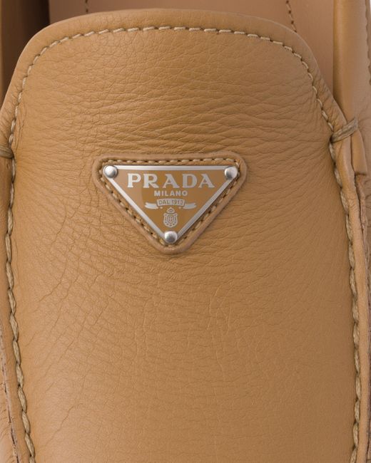 Prada White Leather Driving Shoes for men