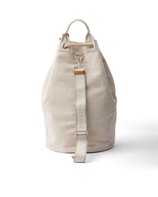Prada Natural Logo-Printed Drawstring Backpack for men