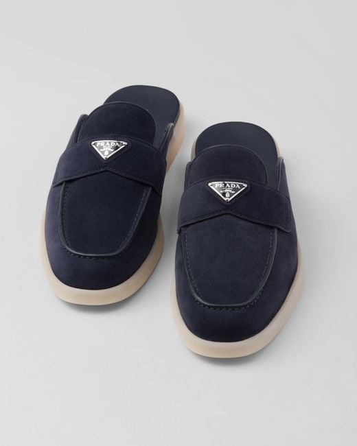 Prada Blue Suede Sabots, Size 9 for men