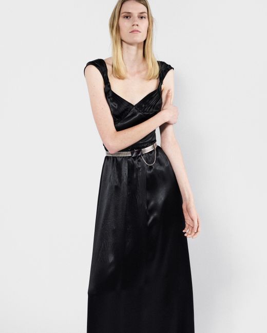 ワンピース PRADA Black Satin Dress Prada Long Satin Dress in Black | Lyst