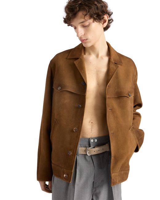 Leather Jackets Prada de hombre de color Brown