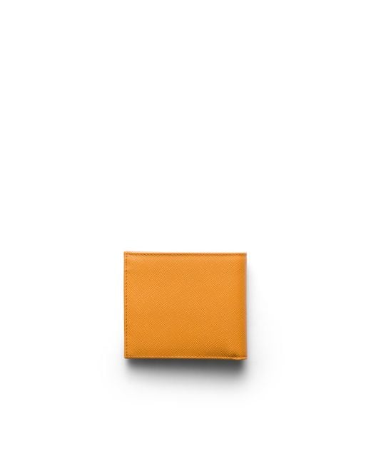 Prada Orange Saffiano Leather Wallet for men