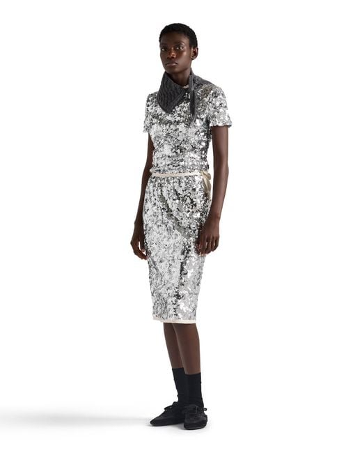 Prada Gray Embroidered Sequin Skirt