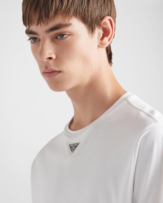 T-shirt In Cotone di Prada in White da Uomo