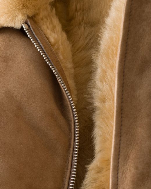 Prada Natural Suede And Shearling Bomber Jacket for men
