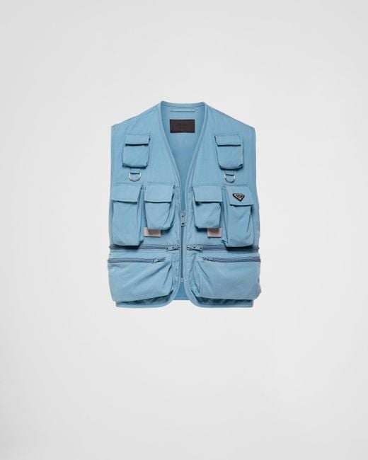 Prada Blue Cotton Blend Vest for men