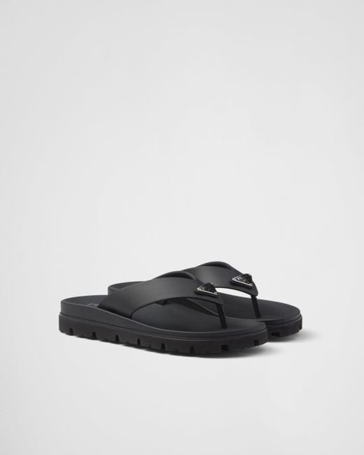 Prada Black Rubber Thong Sandals for men