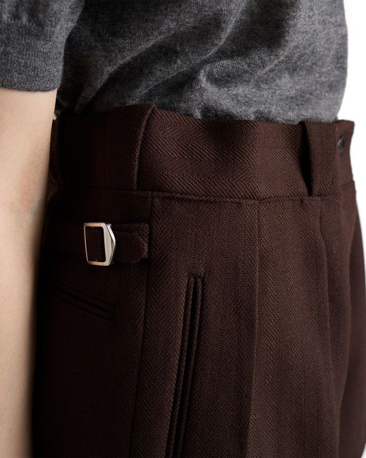 Prada Brown Chevron Wool Shorts