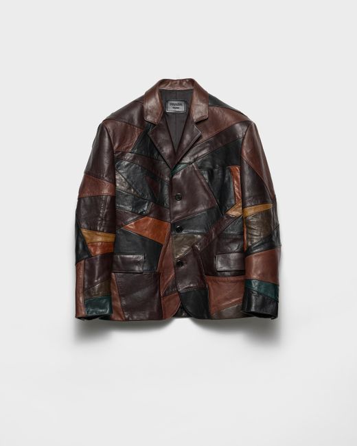 Prada Brown Patchwork Leather Jacket for men