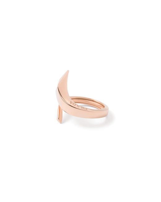 Prada White Eternal Gold Snake Mini Ring In Pink Gold