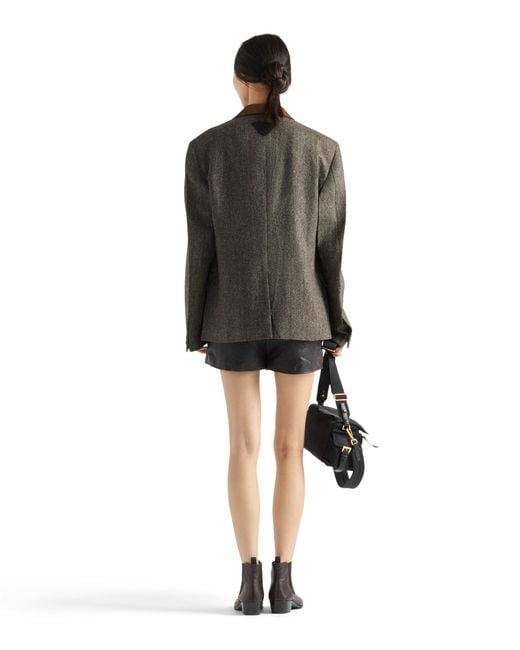 Prada Black Leather Shorts, Dark