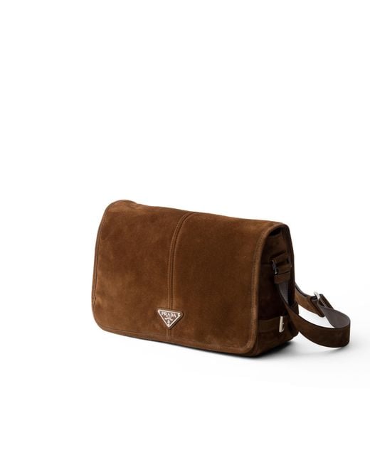 Prada Brown Suede Shoulder Bag for men