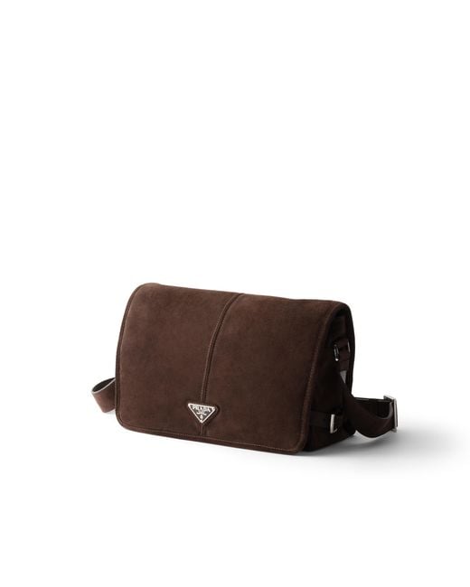 Prada Brown Suede Shoulder Bag for men