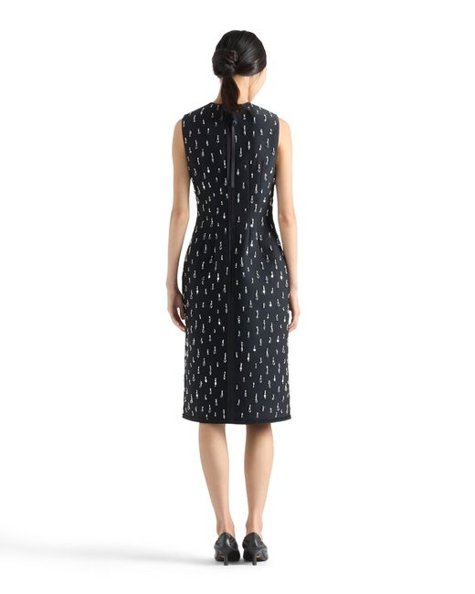 Prada Black Embroidered Scuba Dress