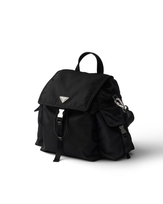 Prada Black Explore Re-Nylon And Leather Backpack for men