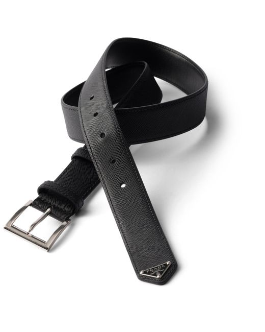Prada Black Saffiano Leather Belt for men