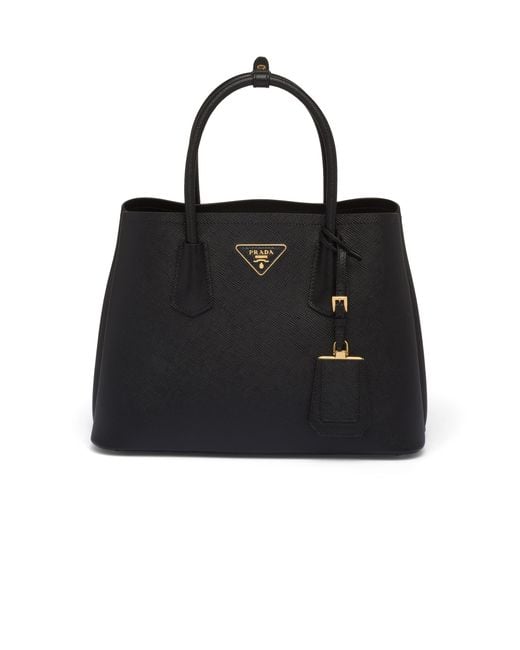 Prada Black Double Medium Saffiano Leather Bag