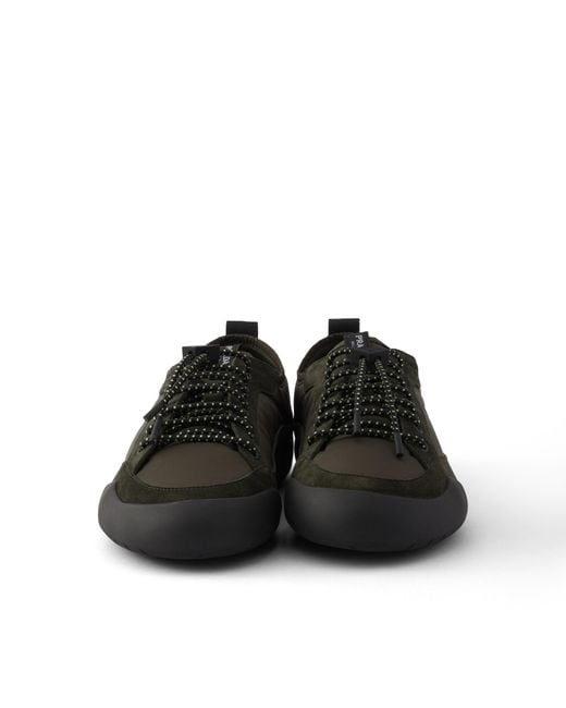 Prada Black Speedrock Re-Nylon And Suede Sneakers, Selva for men