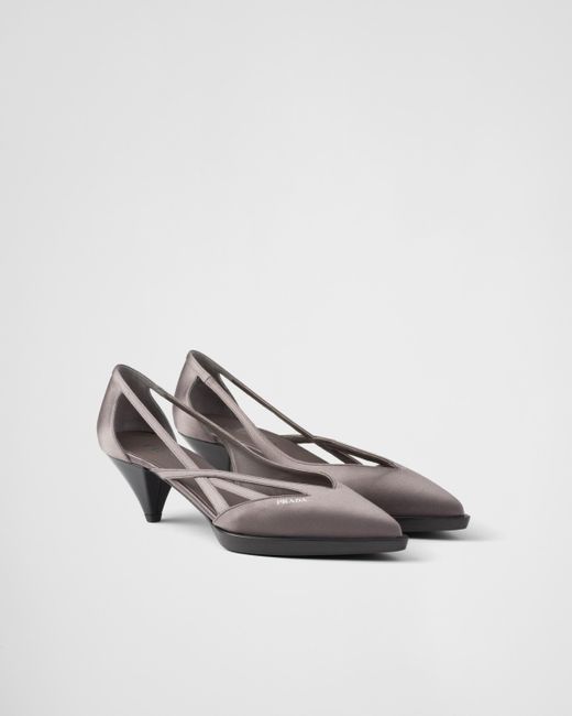 Prada White Satin Cut-Out Pumps