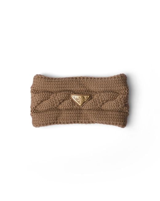 Prada Brown Wool Headband, Camel
