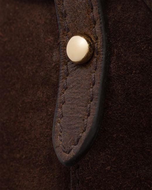Prada Brown Corsaire Suede Mini Shoulder Bag, Dark