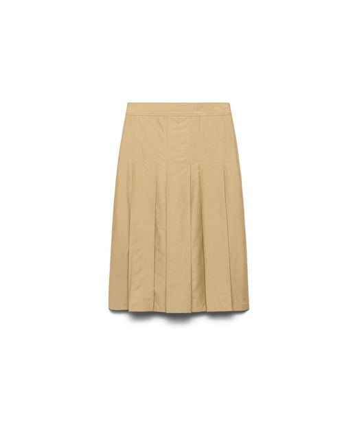 Prada Natural Pleated Technical Fabric Skirt