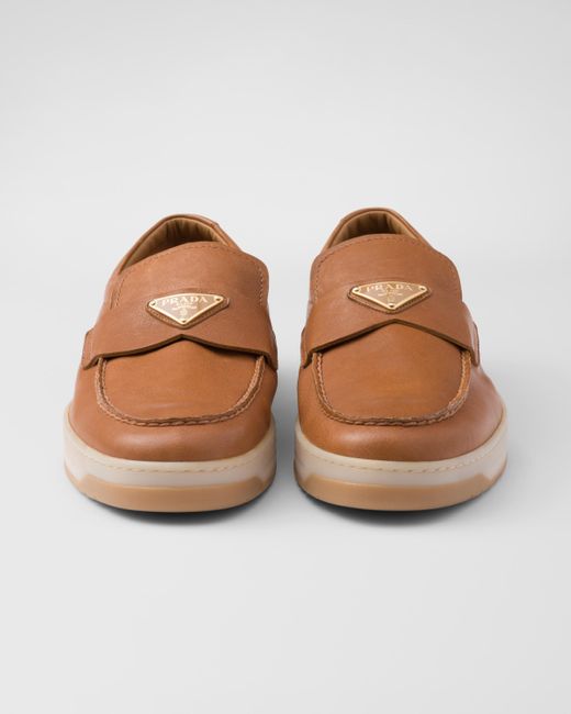 Prada Brown Nappa Leather Loafers for men