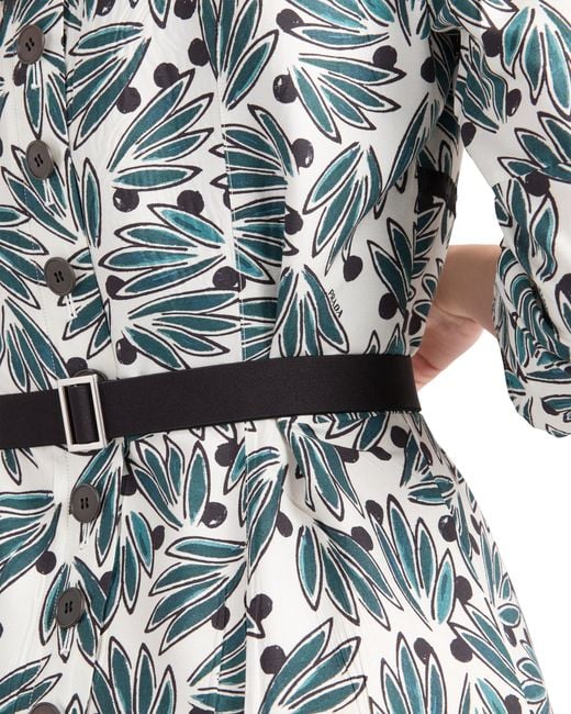 Prada Gray Printed Pongé Dress