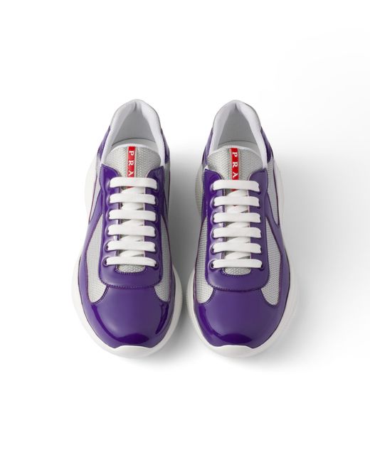Prada Blue Patent Leather And Technical Fabric America's Cup Sneakers for men