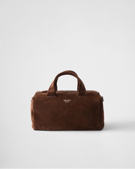 Prada Brown Small Suede Duffle Bag