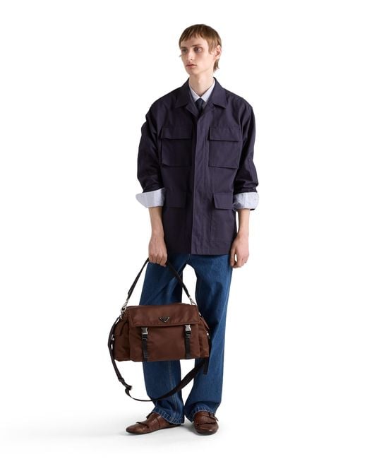 Prada Black Explore Re-Nylon And Leather Bag for men