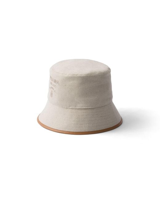 Prada Gray Logo-Embroidered Bucket Hat