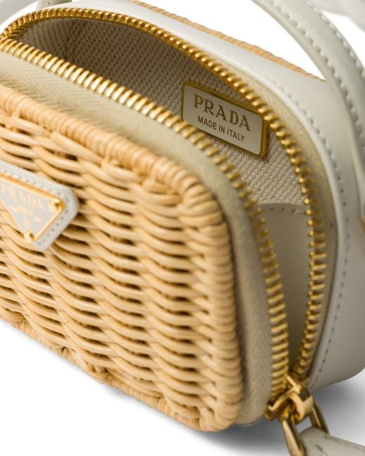 Prada Metallic Wicker And Leather Mini-Pouch