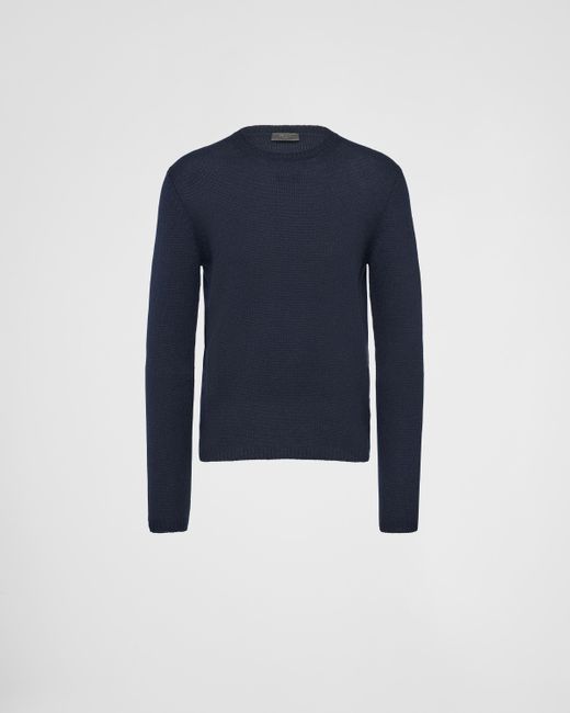 Prada Blue Cashmere Crew-Neck Sweater for men