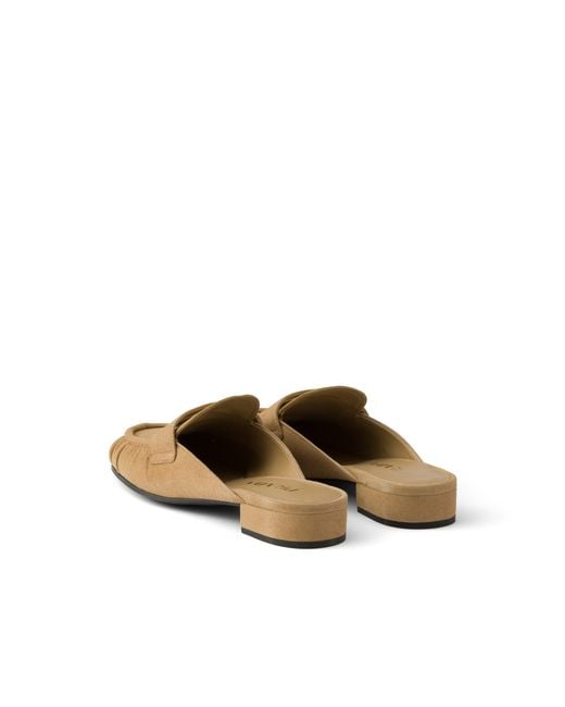 Prada Metallic Suede Mules