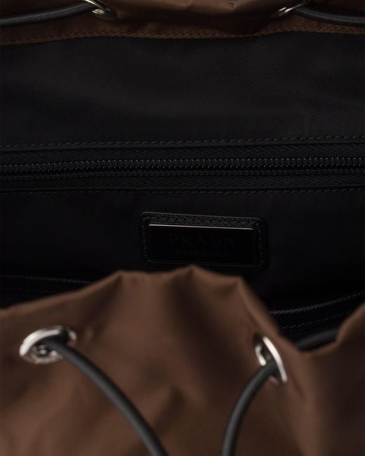 Prada Brown Re-Nylon And Saffiano Leather Backpack for men