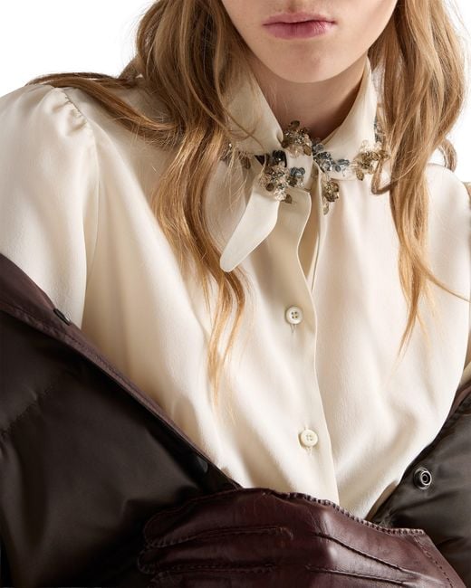 Prada White Embroidered Marocain Dress