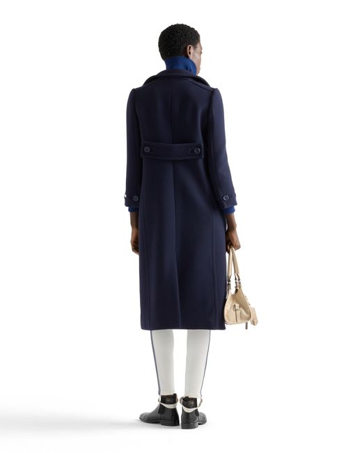 Prada Blue Single-Breasted Natté Fabric Coat