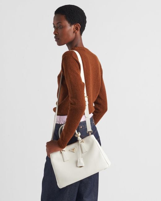 Prada White Große Galleria Tasche Aus Leder