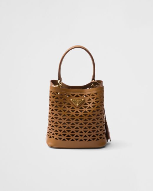 Prada Brown Panier Leather Mini-Bag With Cut-Out Motif