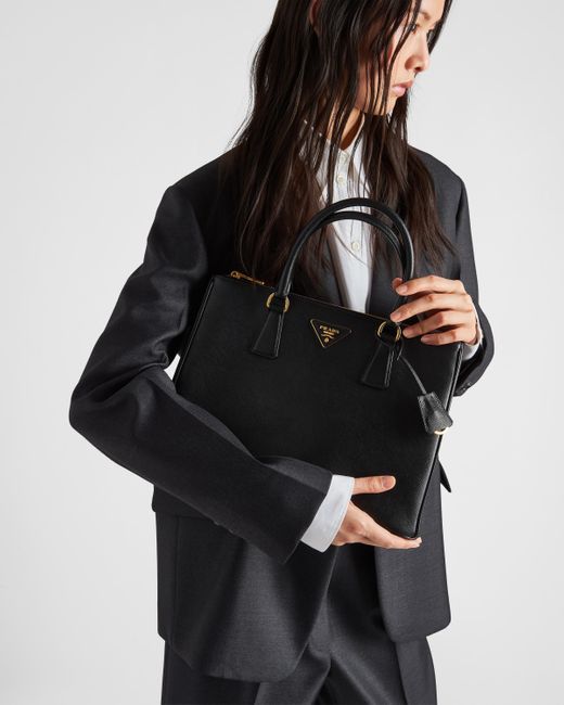 Prada Galleria Saffiano Leather Large Bag in Black | Lyst
