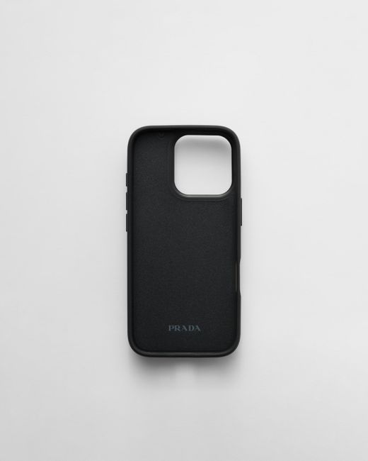 Prada Blue Saffiano Leather Case For Iphone 16
