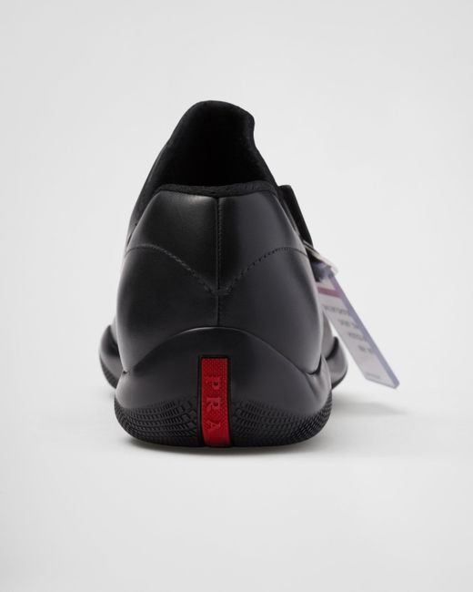 Prada Black Toblach Leather Sneakers for men