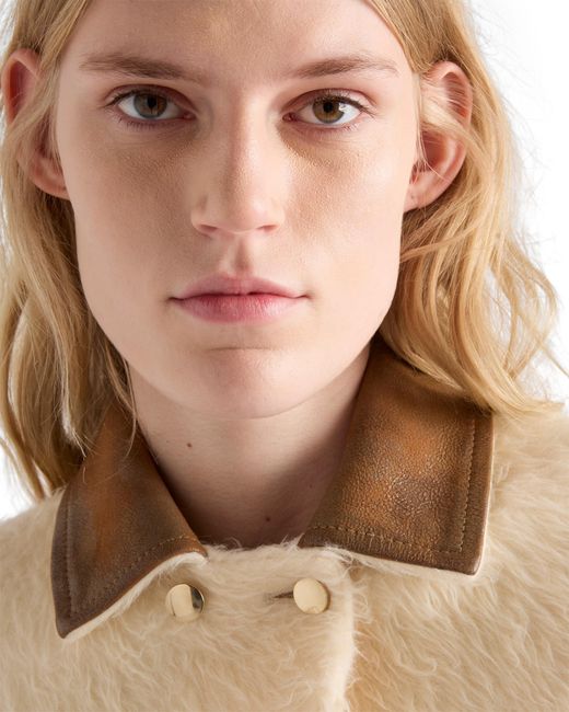 Prada Natural Double-Breasted Aspen Jacket