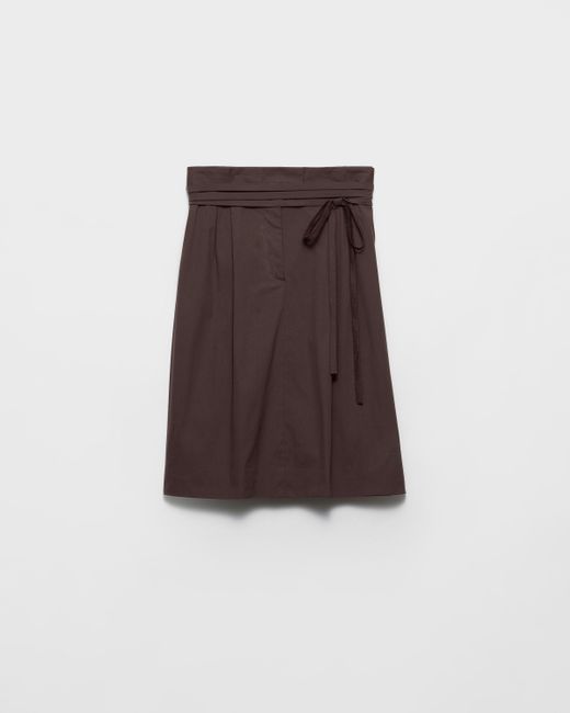 スカート PRADA Dark Brown Cotton Reversible Skirt Prada Poplin Wrap Skirt in Brown | Lyst