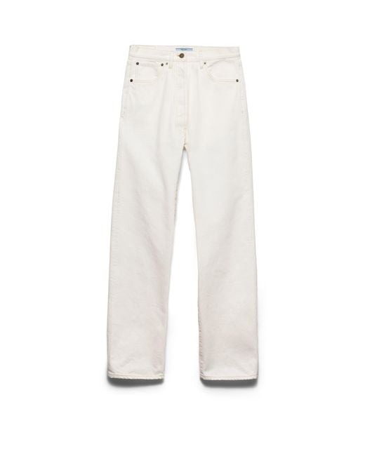 Prada White Old Denim Five-Pocket Jeans